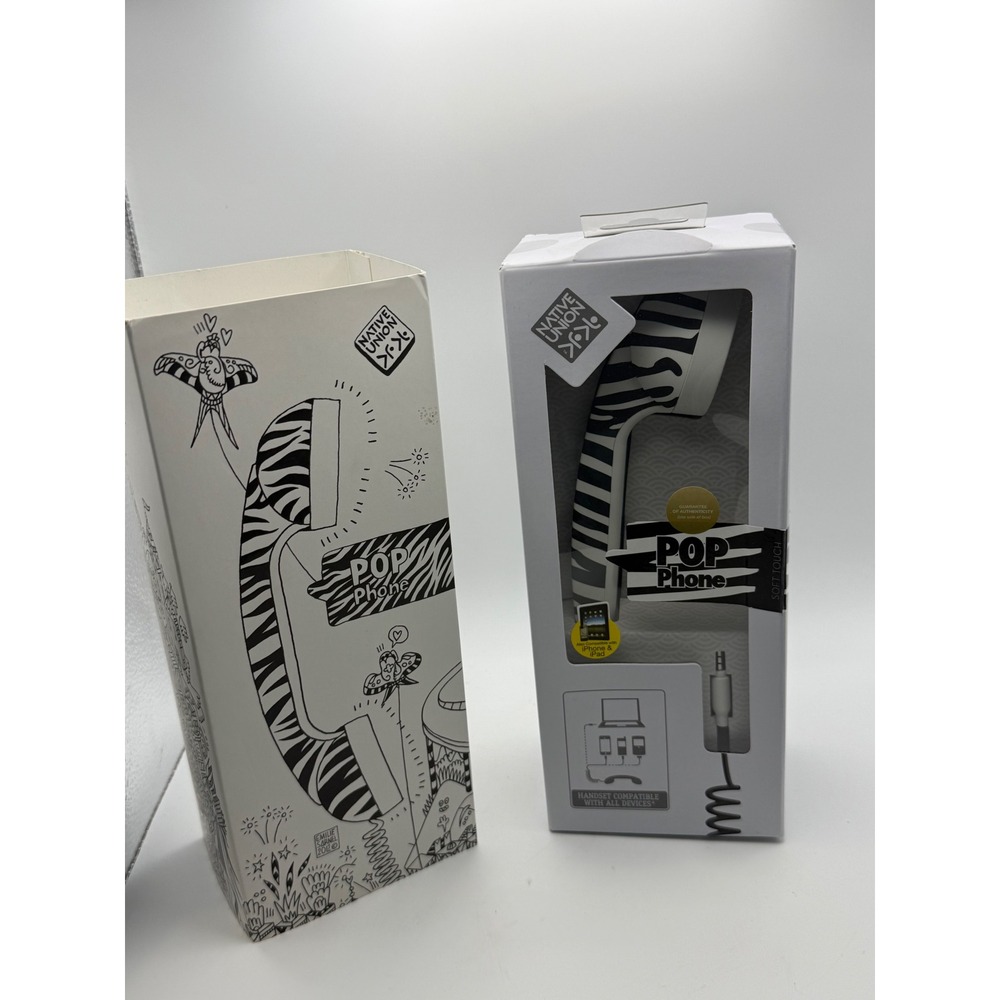 Native Union Pop Phone Retro Handset Emilie Sarnel Zebra‎ Print 3.5mm Jack 2012